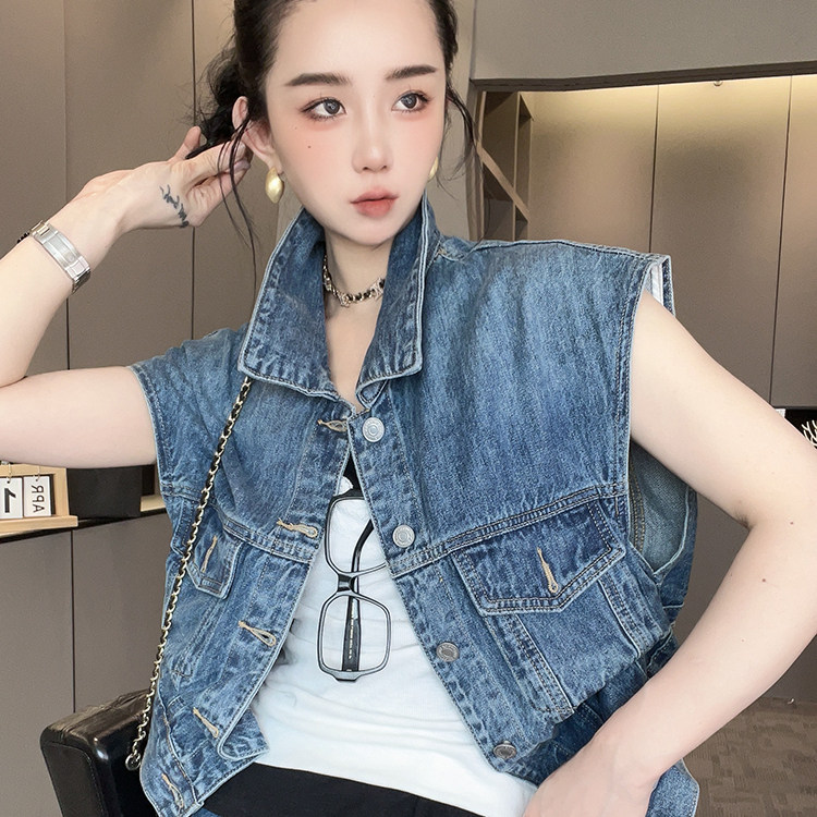 单排扣无袖马甲工装风半身裙短裙牛仔套装两件套女2026夏季新款