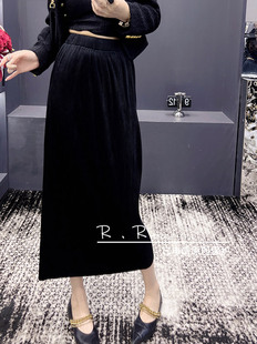 法式复古赫本风A字裙丝绒半身裙女2023秋季新款欧洲站高腰显瘦