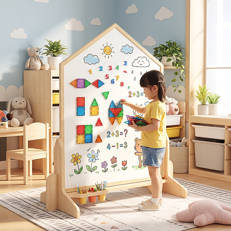 支架式画板儿童家用白板磁力画板儿童涂鸦黑板宝宝画板落地磁吸板