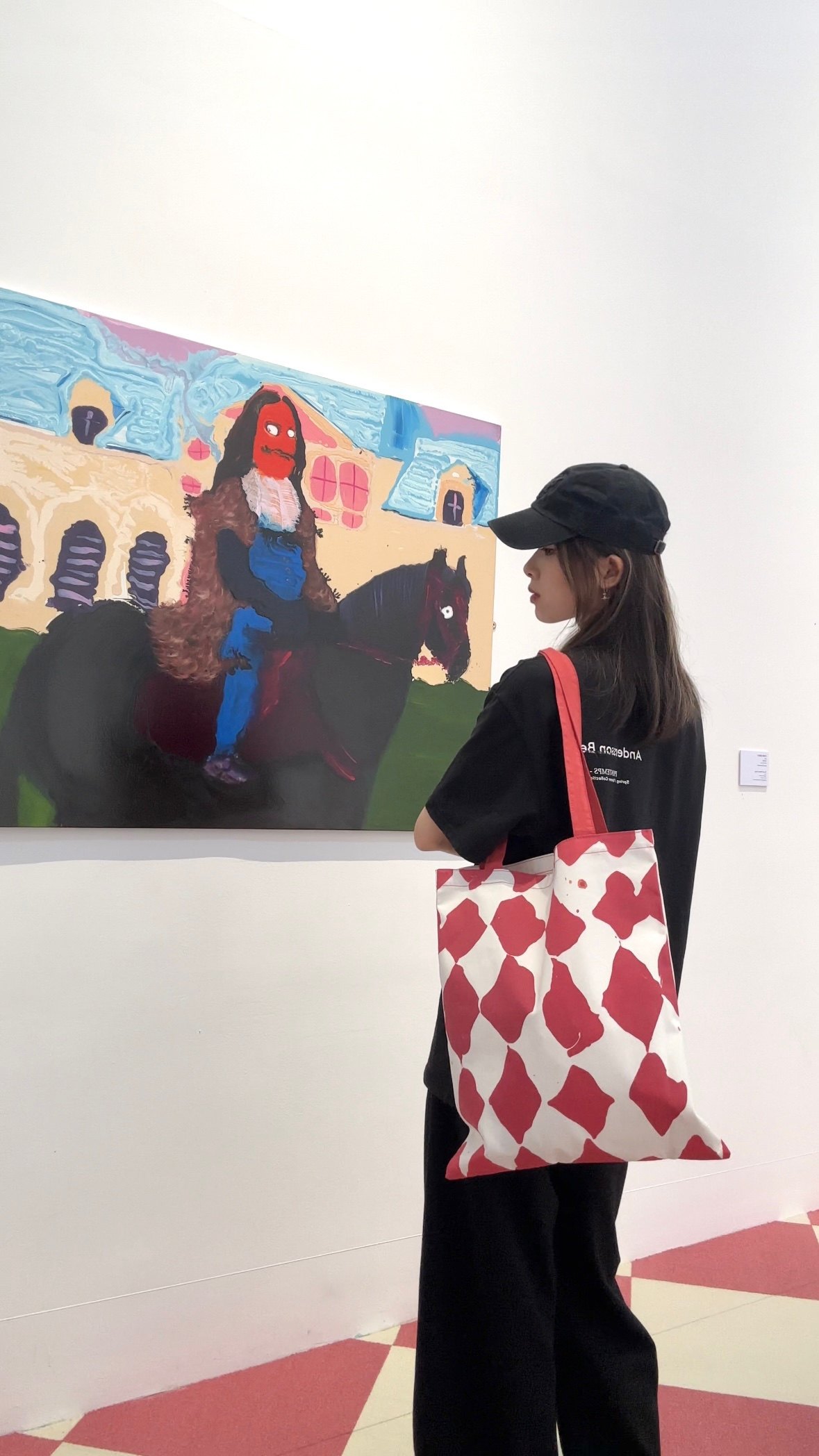 木木美术馆【Genieve Figgie】展览限定衍生菱格单肩帆布托特包