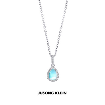 Jusong klein 钛钢项链 人鱼之泪项链女精致轻奢蓝色水滴锁骨链
