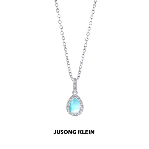 Jusong klein 钛钢项链 人鱼之泪项链女精致轻奢蓝色水滴锁骨链
