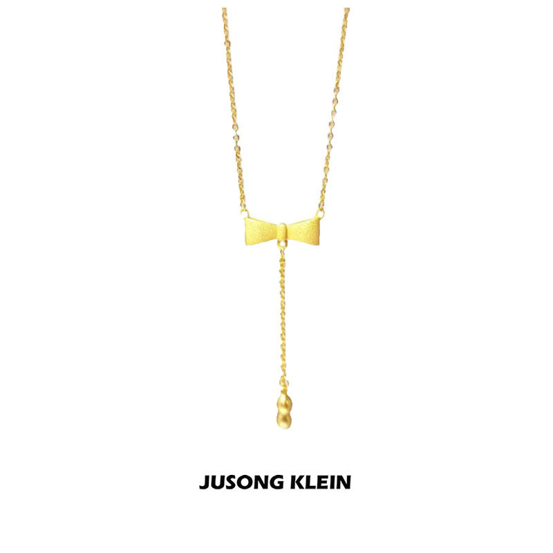 JUSONG KLEIN蝴蝶结流苏项链女轻奢小众设计感气质劲链