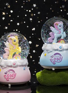 卡通独角兽彩灯水晶球儿童八音盒生日礼物学生桌面摆件树脂礼品