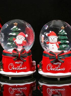 圣诞节礼物小雪人飘雪水晶球儿童音乐盒生日礼物送同学树脂礼品