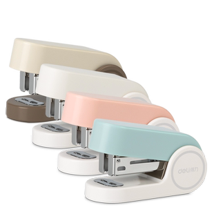 得力马克龙色系12号针迷你型订书机便携式学生儿童钉试卷本子可爱高颜值外卖打包订单神器12号订书针订书器