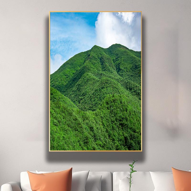有山无水竖版青山高山靠山图办公室客厅走廊玄关挂画招财山水画