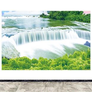 黄果树大瀑布招财客厅办公室风水装饰画招财流水生财墙贴壁画自粘
