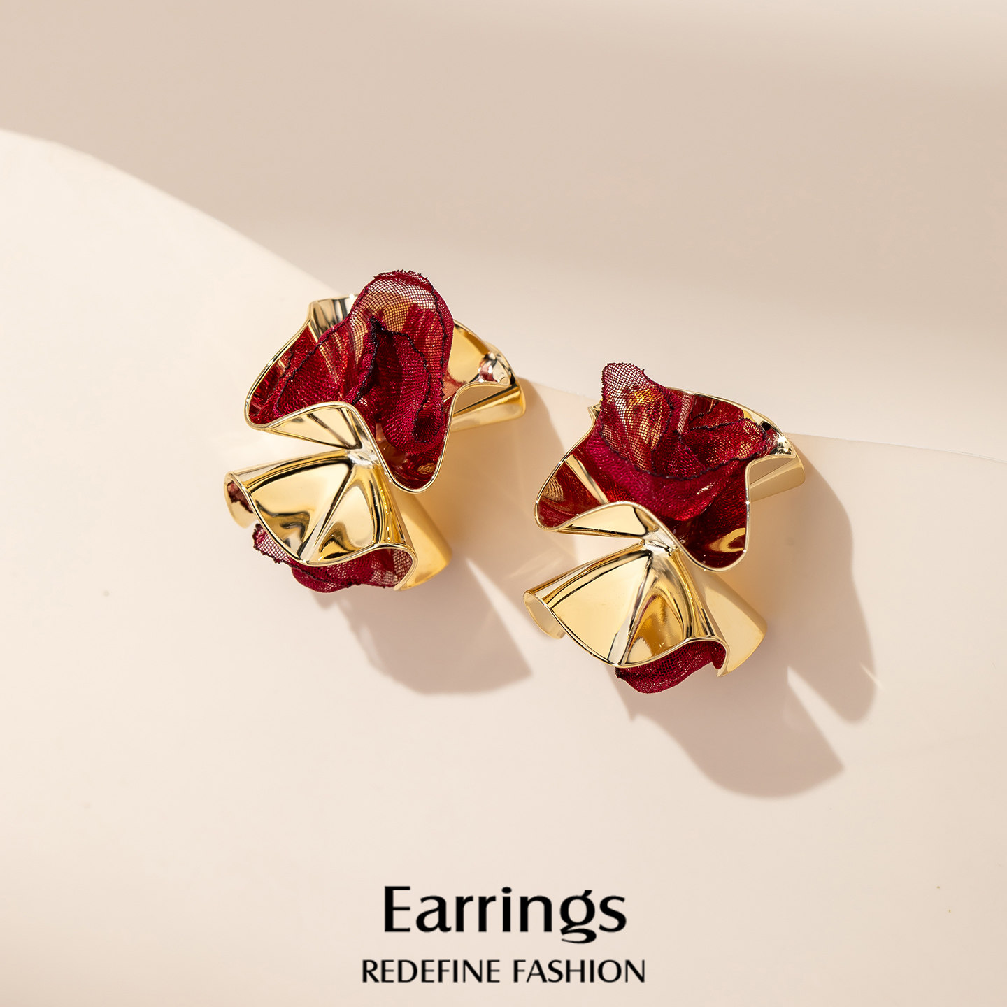 红色玫瑰夸张金色耳饰女耳钉独特漂亮耳环2025新款爆款高级感耳坠,饰品/流行首饰/时尚饰品新,耳环,淘宝优惠券,粉丝福利购,淘宝优惠卷