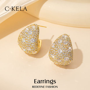 金色银针耳环2025新款款爆款高级感耳钉银针耳饰小众设计感耳坠女