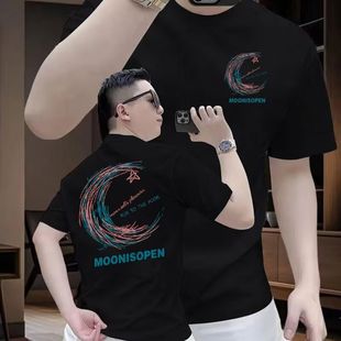 2025年新款 宽松五分袖 网红潮流ins简约印花上衣 t恤男潮牌夏季 短袖