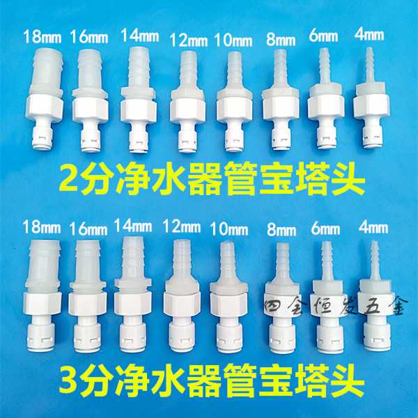 净水器宝塔接头PE硬管变软水管转换接头滤水机2分3分变径异径直通