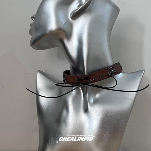 克罗花美拉德绑带设计项圈皮革女