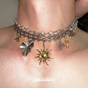 CHEALIMPID .阿波罗太阳神双层项链小众设计高级感复古男女锁骨链