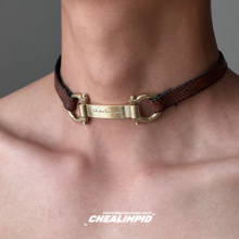 choker/.马蹄扣皮革金属项圈y2k辣妹百搭轻奢风男女复古颈链项链