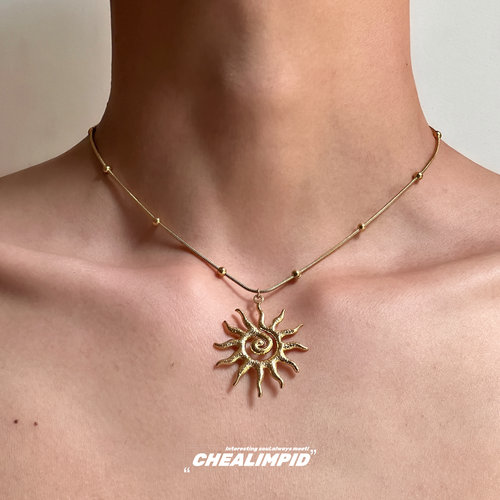CHEALIMPID/.阿波罗太阳神吊坠项链金色闪闪小众设计高级感锁骨链