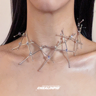 choker/.金属几何水钻不规则颈链小众设计欧美轻奢百搭男女项链