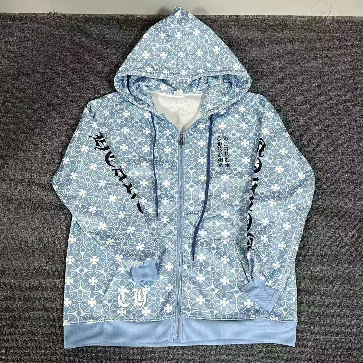 高版本细节私信客服春秋梵文十字架连帽马蹄拉链卫衣男女外套同款