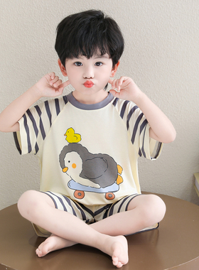 儿男童轻薄家居服睡衣莫代尔夏季薄款2026新款宝宝小孩短袖空调服