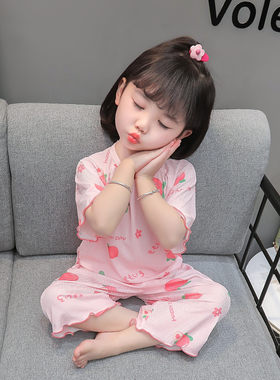 女童睡衣夏季冰丝棉薄款家居服