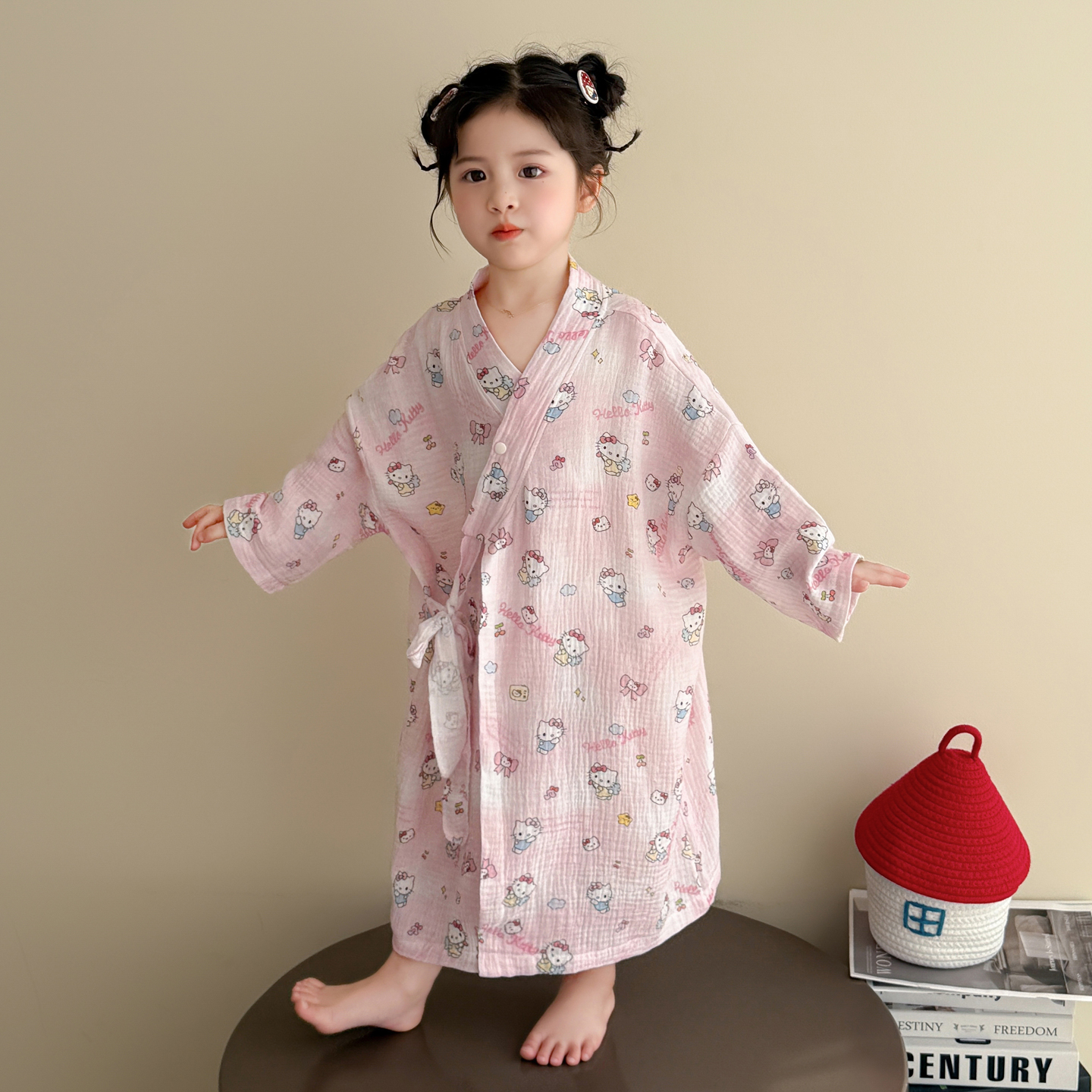 超透气吸汗薄款~纯棉纱布睡浴袍