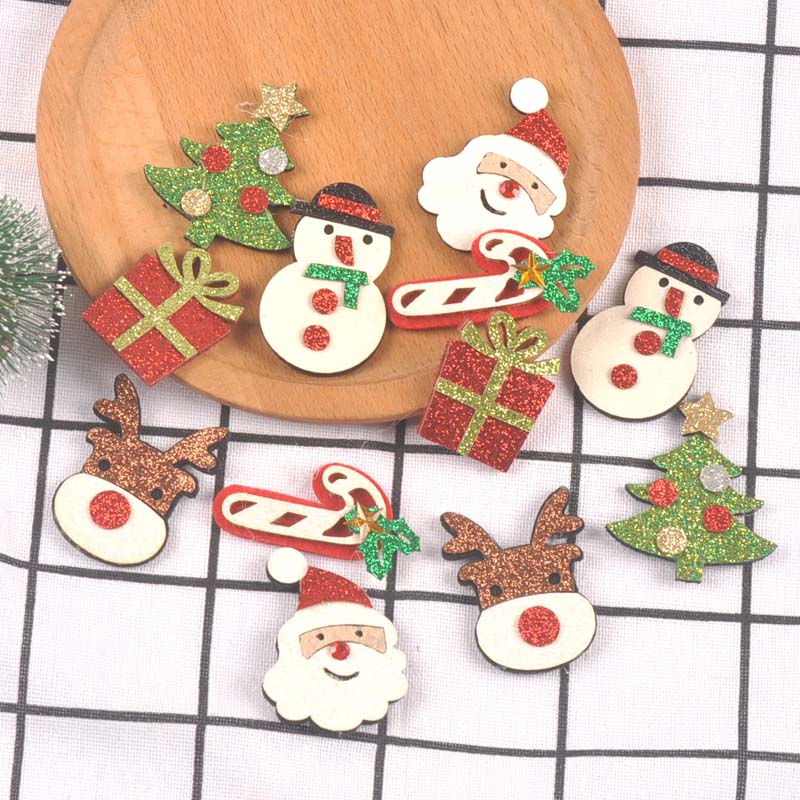 金葱粉圣诞老人毛绒无纺布装饰布贴贴片手工DIY材料发夹服饰配件