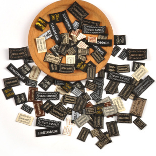英文字母HAND MADE 黑色折边布标DIY布贴服饰手缝小标签100个/包