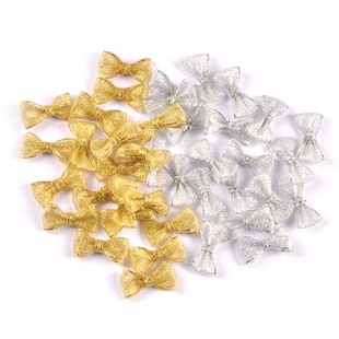 金色蝴蝶结成品装饰小花头饰发夹配件DIY礼物盒装饰材料50个
