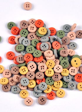 10mm彩色木质四孔圆形纽扣带字classic styie创意手工DIY装饰配件