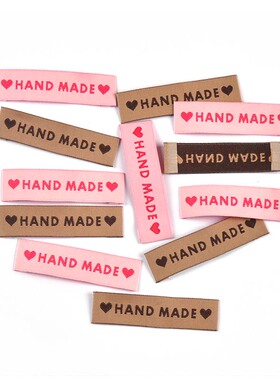 handmade标签衣服爱心服装领标手工制作折边布标DIY布贴服饰标签