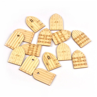 木制童话花园门手工DIY微型标志娃娃屋门木片家居工艺装饰品10个