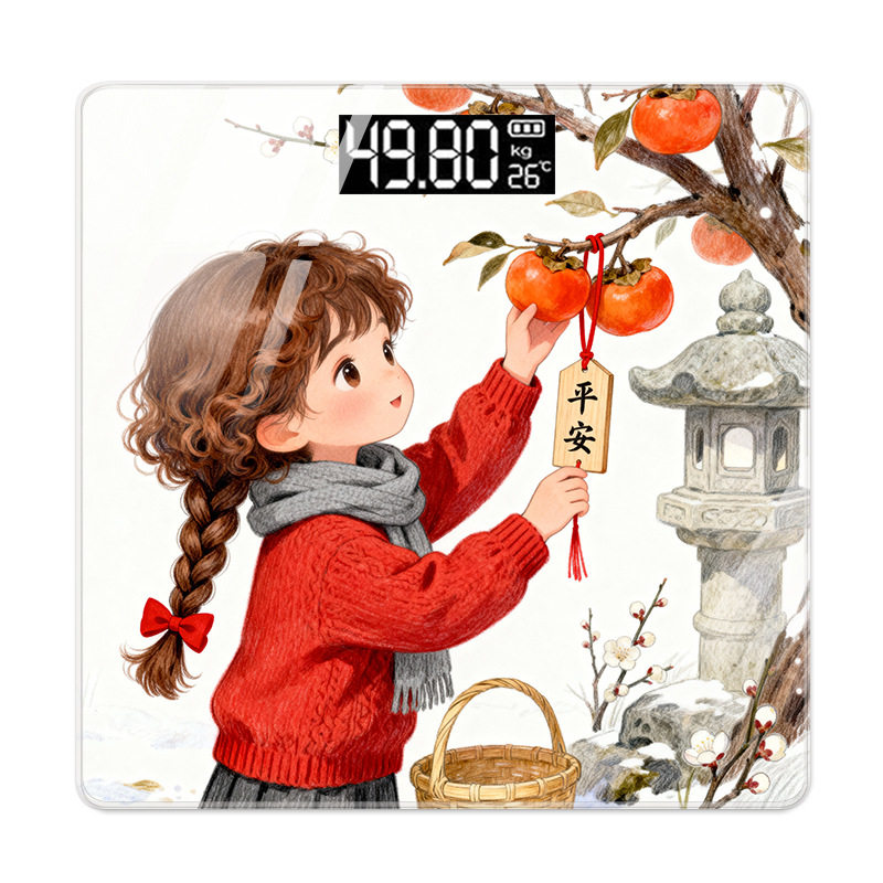 卡通甜美可爱体重秤体脂秤家用精准红色电子秤小型智能专用称重