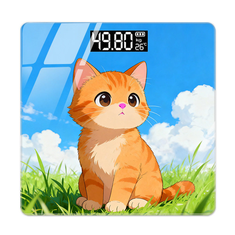 可爱小橘体脂秤高精度智能蓝牙精准称家用防爆体重称可充电电子秤