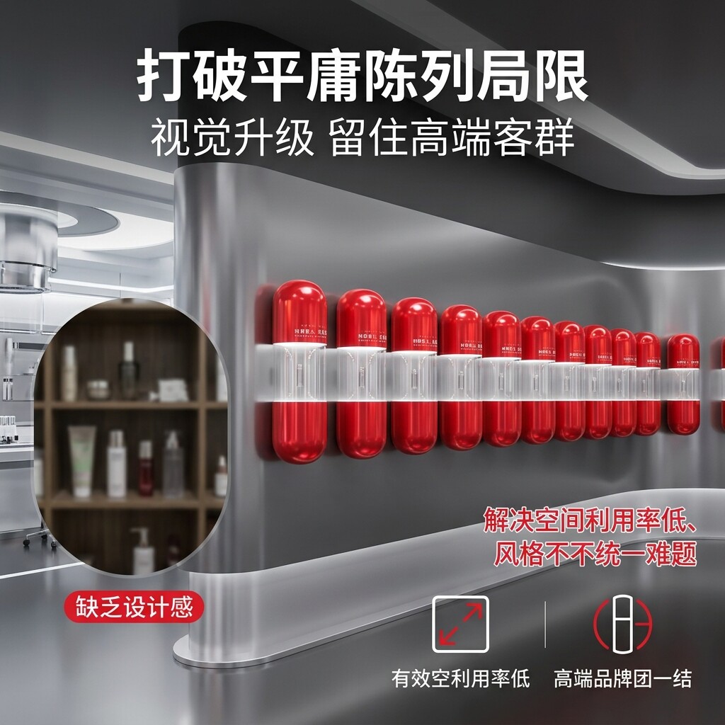 亚克力发光胶囊医美中心美容院商场展览陈列展示柜创意个性文化墙图片