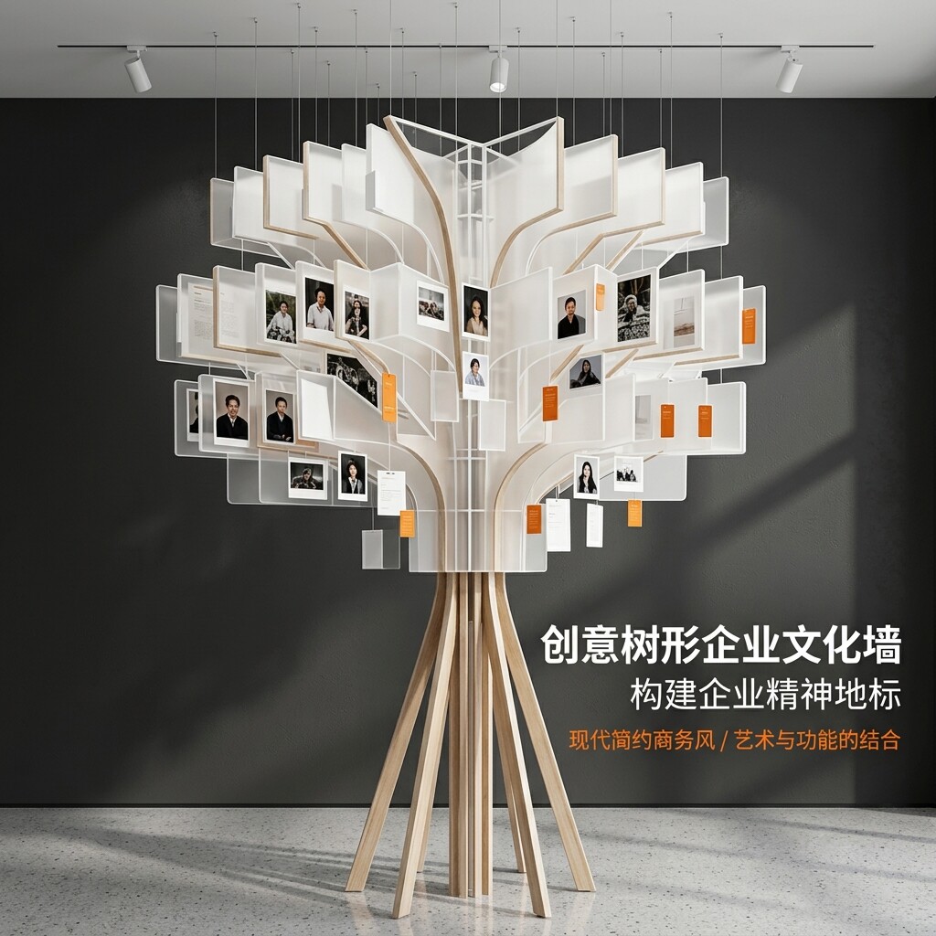 大型亚克力创意树状文化墙公司员工人员信息介绍企业艺术轻奢美陈图片