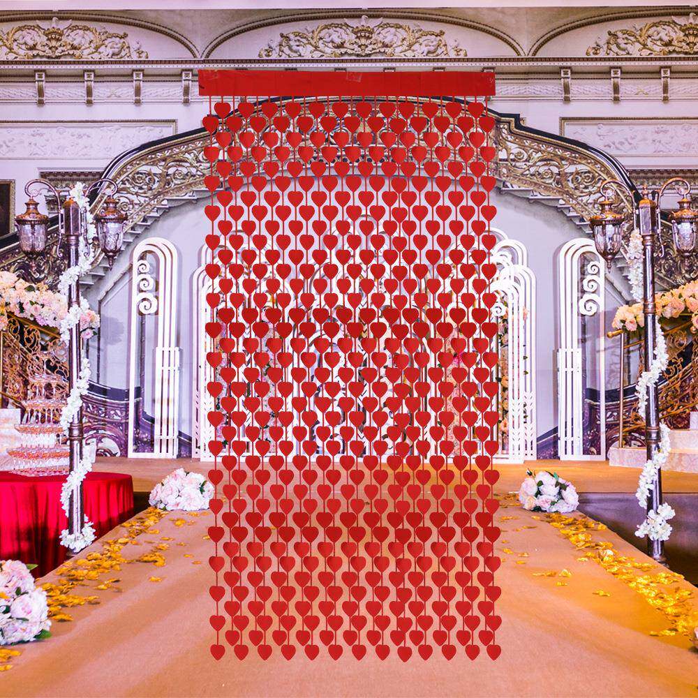 情人节装饰 结婚门帘婚房装饰布置窗帘桃心爱心帘婚庆用品雨丝帘