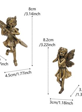 跨境新款铜色花仙子花盆挂件悬挂仙女花园装饰微景观庭院露台摆件
