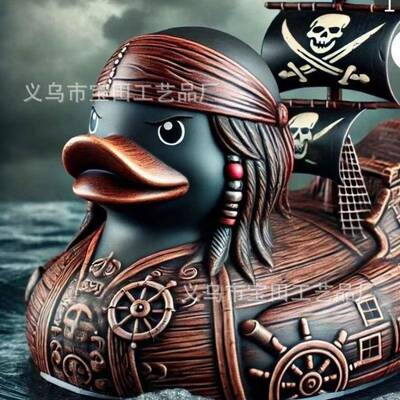 跨境Captain of the pirate ship海盗船鸭子摆件可爱海贼恐怖摆件