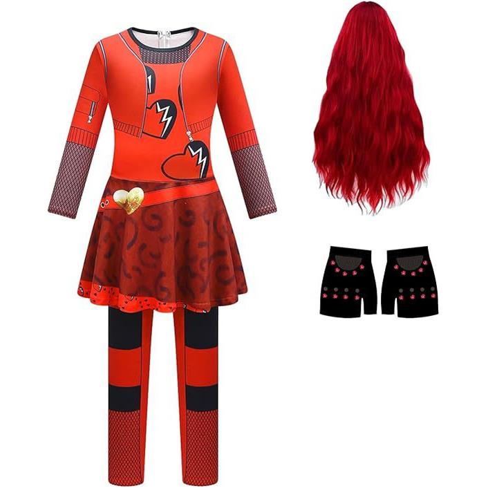 款电影后裔4红色皇后女孩童裙服装COS童装连衣裙儿童万圣节服装