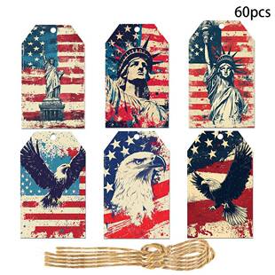 跨境亚马逊新款美国独立日装饰吊牌礼物卡片标签场景布置派对用品