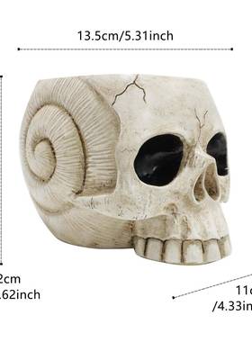 跨境蜗牛骷髅头花盆摆件家居户外头骨雕像景观装饰恐怖万圣节礼品