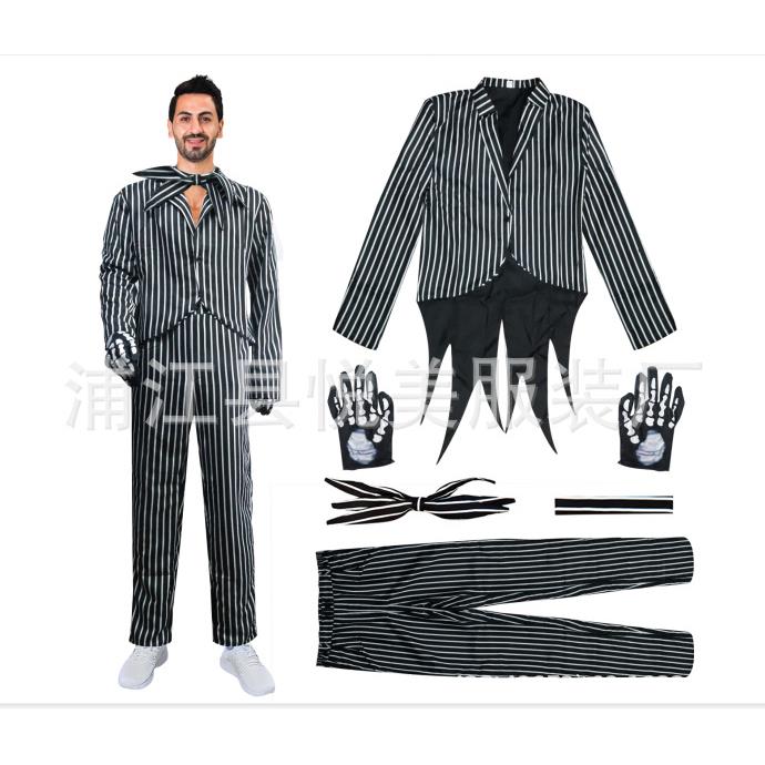 现货 圣诞夜惊魂杰克cos服骷髅杰克万圣节cosplay舞台服装派对演