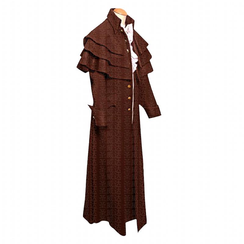 欧美大码中世纪牧师服立领纽扣外套服装新款舞台服制服现货