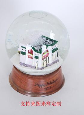 树脂工艺品厂家 创意建筑内景水球摆件玻璃水晶球装饰品 定制