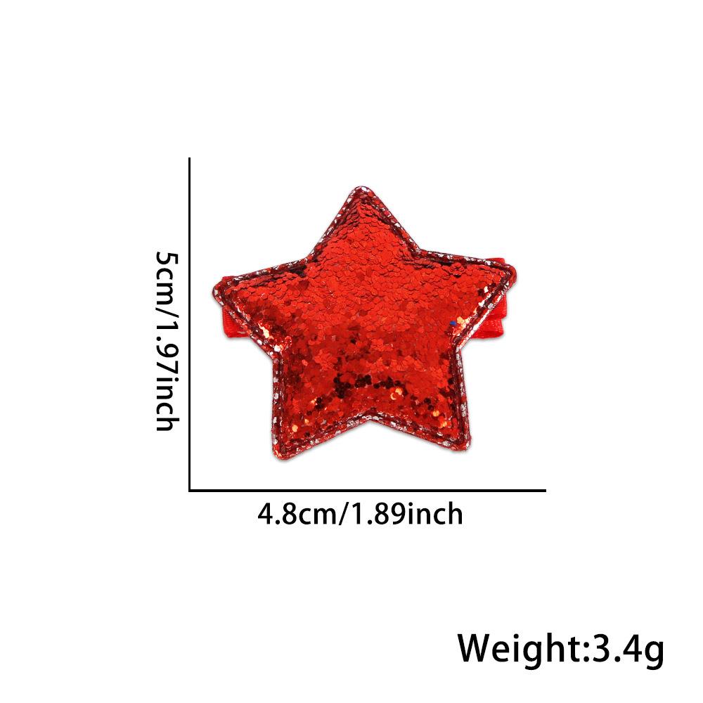 美国独立日五角星发夹成人儿童派对装饰星星边夹红银蓝亮片鸭嘴夹