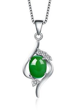 厂家直销复古镶嵌玉髓吊坠女款镂空绿玉石项坠玛瑙挂件 纤巧宜人
