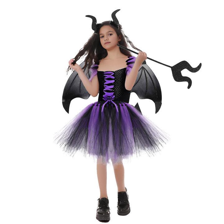 万圣节儿童女巫蓬蓬纱裙巫婆角色扮演服女童狂欢节派对演出服