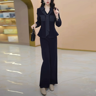 宝莱绒上衣加裤子时尚阔腿裤套装春季穿搭漂亮出片衣服显瘦两件套