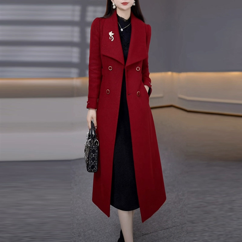 红色加厚大衣女士保暖外套