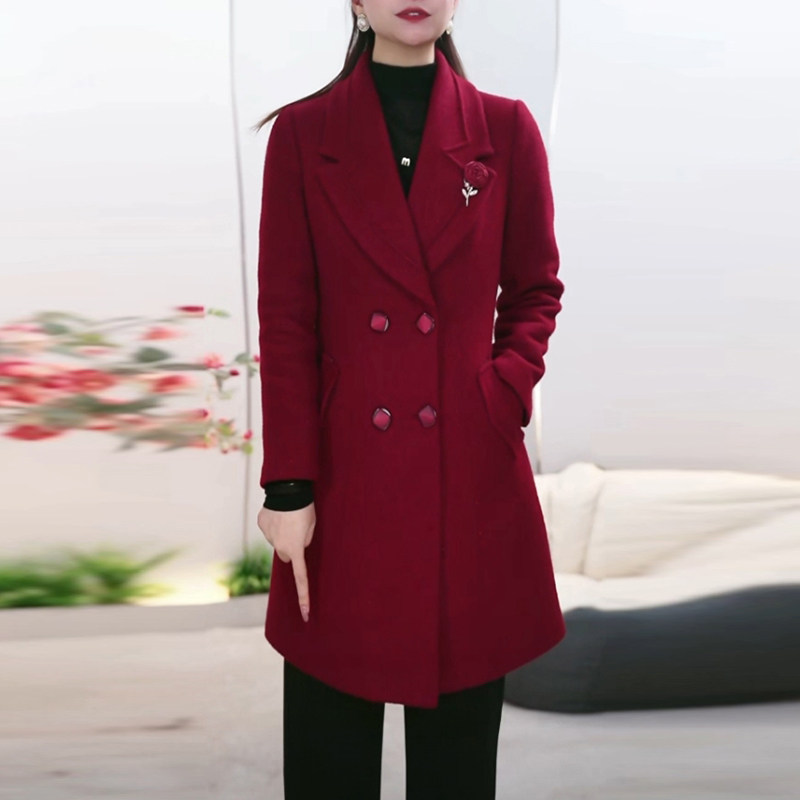 红色加厚大衣女士保暖外套